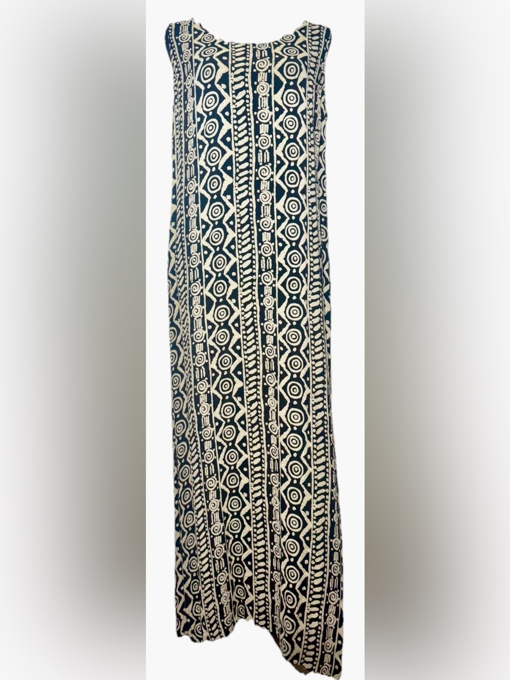 Chico's Design Vintage 90's Boho Maxi Dress Black & Cream Size 2/XL